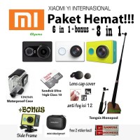 Jual (Paket Hemat 6in1) Xiaomi Yi + Waterproof + Memori Sandisk Ultra +case Murah