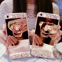 Jual Soft Case iPhone 7 Plus 7+ + TPU Bear Metal Mirror iRing Cover Stand Murah