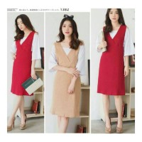 Jual JENICE OVERALL SET DRESS/ATASAN WANITA + OVERALL/BAJU WANITA/FASHION Murah