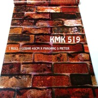 Jual wallpaper sticker dinding batubata merah coklat contact paper stone 5m Murah