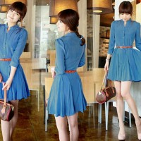 Jual embroidery denim dress+sabuk Murah