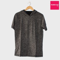 Jual Baju Kaos Polos Hoodie Lengan Pendek - Abu Charcoal Misty Murah