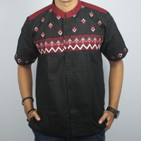 Jual PROMO LEBARAB Baju Muslim Koko Pendek Hitam Maroon Keren Terbaru Trend Murah