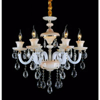 lampu hias gantung lilin crystal kristal bahan kaca susu + keramik GAR