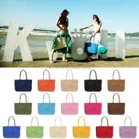 Jual tas wanita _ New Fashion Womens Summer Paper Straw Large Tote Bag Bea Murah