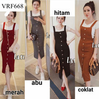 Jual VRF668 - DRESS OVERALL TANK TOP CUTE BEST SELLER RAJUT NO INNER Murah