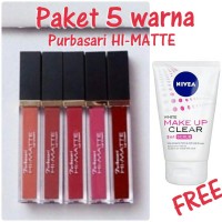Jual (Baru 100%) Paket 5 Warna Purbasari HI-MATTE Lip Cream Original Murah