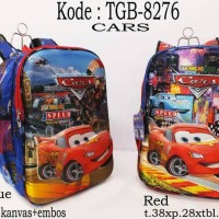Ransel Sekolah 8276 Cars / Blue / Red / Tas Anak (motif Timbul)