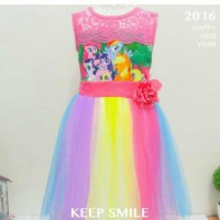 Jual Dress pony tutu pelangi tanpa tangan Murah