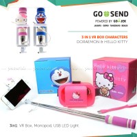 PAKET VR BOX MINI: DORAEMON / HELLO KITTY + TONGSIS & LAMPU USB