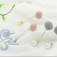 Anting Pom Pom Pearl Import Fashion Korea