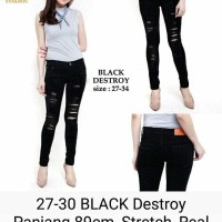 Jual Celana Panjang Jeans Hitam Black Destroy wanita Murah