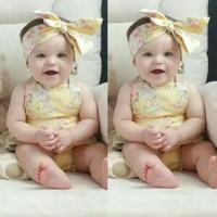 Jual Jumpsuit bayi import floral print bandana set # yellow Murah