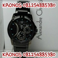 JAM TANGAN CEWEK ALEXANDRE CHRISTIE RANTAI HITAM LIST BLUE AC2503