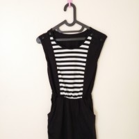 Mini Dress Wanita - Katun - Hitam dengan Stripes - XS