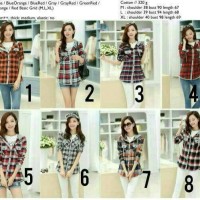 Jual atasan kemeja wanita kotak hoodie murah import, katun, cina korea Murah