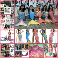 Jual kostum mermaid set/baju renang putri duyung motif sisik all size Murah