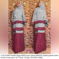 Maxi Gamis Dress Busana Muslim LRS 2142 Chintya Abu Jumbo fit XXL