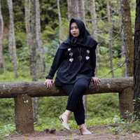 Jual LOVE PEPLUM BLACK SR ATASAN WANITA BLOUSE MUSLIM Murah