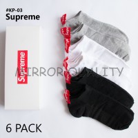 Jual |6 PASANG| Kaos Kaki SUPREME Pendek Sneaker Kaus Kerja Kado Kantor Box Murah
