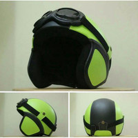 Helm Bogo Hijau Hitam Kulit Kacamata Goggle Klasik Fashion Forever21