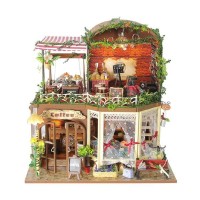 Jual kado hadiah Rumah Miniatur DIY Cafe Hutan Lampu LED & Music Box Murah