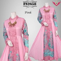 gaun pesta brukat pink mewah terbaru