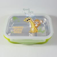 Jual Lunch Box / Kotak Makan Segi 3 Sekat Stainless 6514 Murah