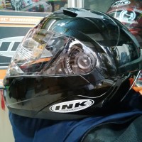 Helm INK Adventure Black Solid Fullface Flip Up Hitam Glossy