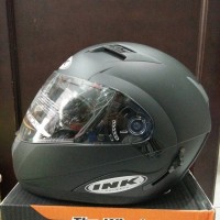 Helm INK Adventure Black Doff Fullface Flip Up Hitam Doff Dop