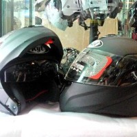 Helm KYT RRX Black Doff Fullface Flip Up Hitam Doff Dop Fullvisor