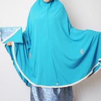 Mukena Songket Biru Qatifa