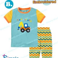 Jual Baju Anak Piyama Tow Truck Biru Bordir Murah