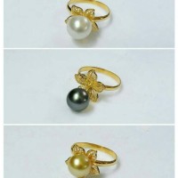 Cincin emas bunga kendari+mutiara laut