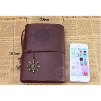 Jual Buku Catatan Binder Kulit Retro Pirate - Coffee Murah