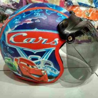 Helm retro bogo anak motif Cars new