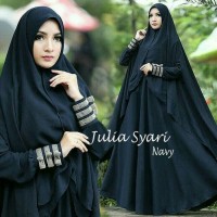 READY JULIA SYARI NAVY SET HIJAB GAMIS MAXI BERGO KHIMAR BUSUI