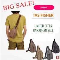 Jual Tas Cowok Pria Keren Selempang Slempang Kanvas FISHER Casual Murah Murah