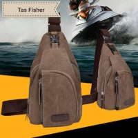 Jual Tas Casual Cowok Pria Keren Selempang Slempang Kanvas FISHER Murah Murah