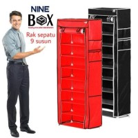 Jual rak sepatu cover 10 susun/shoe rack with dust cover 10Grid Murah