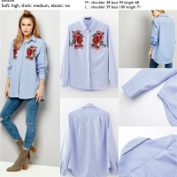 Jual 43120 - Flower Stripe (S,M,L) - Blouse le180717 import Murah