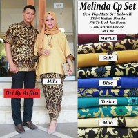 Baju Batik Modern Kebaya Couple Muslim kemeja Pria melinda set L XL