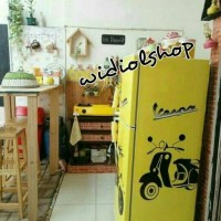 Stiker kulkas 2 pintu depan kanan kiri motif vespa