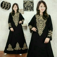 Jual Gamis Abaya Hitam eklusive, Gamis Pesta Bordir, Abaya Arab S- Fatimah Murah