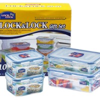 Lock & Lock Gift Set plastic food container 4 item with color box