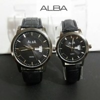 Jam Tangan Pria&Wanita Couple Merk Alba Kulit(Harga sepasang)