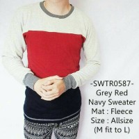 Sweater Cowok Fashion Model Distro Terbaru Keren Grey Red Navy - 587