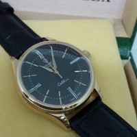 Jam Tangan Pria Mewah - Jam Tangan Rolex Celini. Gold Black Leather