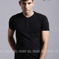 Jual Baju Kaos Polos Henley Pria Lengan Pendek BillPalmer ( BEST SELLER ) Murah
