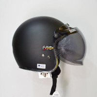 Helm Retro Bogo Fino New Lis Hitam Doff.